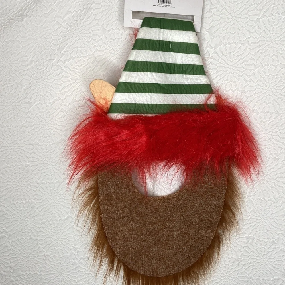 Vintage Santa Claus Elf Novelty Hat with Beard NWT
